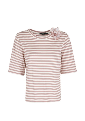 Seventy striped floral-detail top - Neutrals