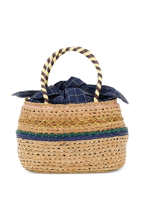 Exquisite J woven top-handle clutch bag - Neutrals