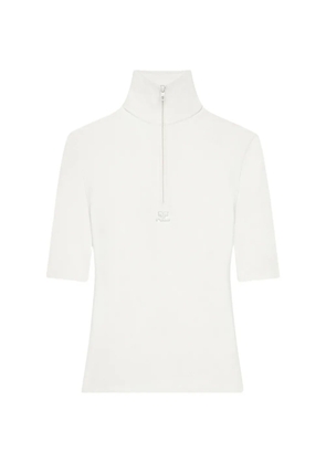 Courrèges logo-detail half-zip top - White
