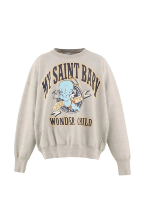 SAINT MXXXXXX graphic-print crew-neck sweatshirt - Grey