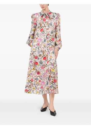 Roberto Cavalli floral-print midi dress - Neutrals