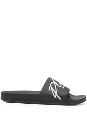 Philipp Plein logo-print slides - Black