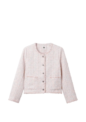 b+ab button frayed-detail tweed jacket - Pink
