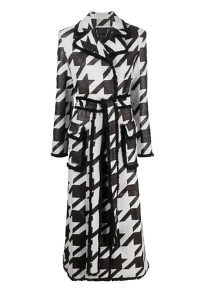 Philipp Plein houndstooth-print belted coat - Neutrals
