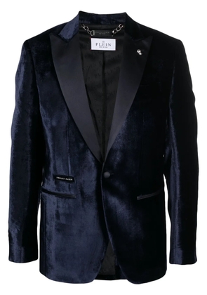 Philipp Plein velvet-finish blazer - Blue