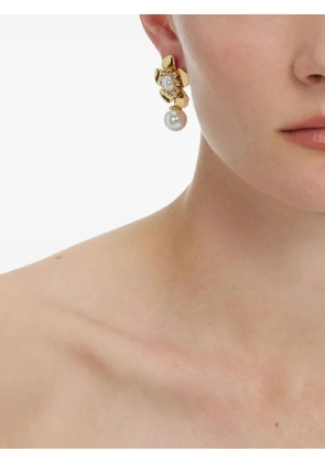 Self-Portrait flower pearl earrings - Gold