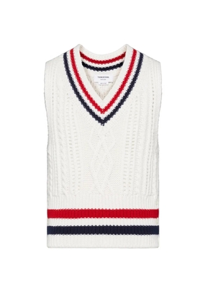 Thom Browne striped cable-knit vest - White