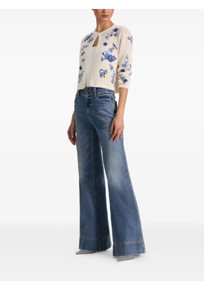 alice + olivia Anderson floral cardigan - White