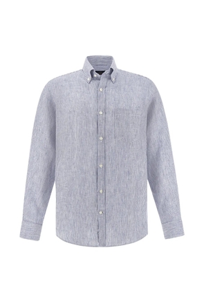 Paul & Shark striped-pattern linen shirt - Blue