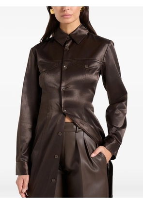 Manière De Voir Etta tie crinkled shirt - Brown