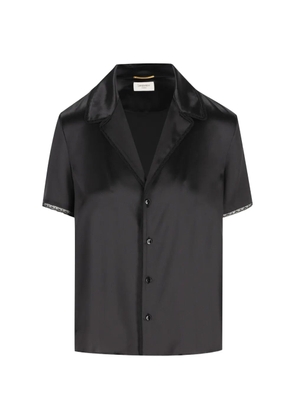 Saint Laurent lace-trim silk shirt - Black