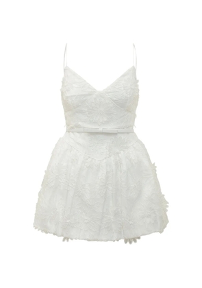 Self-Portrait floral applique mini dress - White