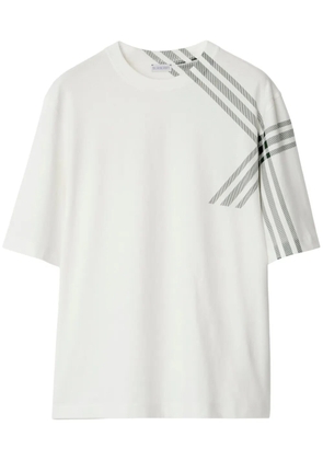 Burberry Check Sleeve Cotton T-shirt - White