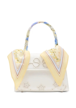 Self-Portrait floral-detail tote bag - Neutrals