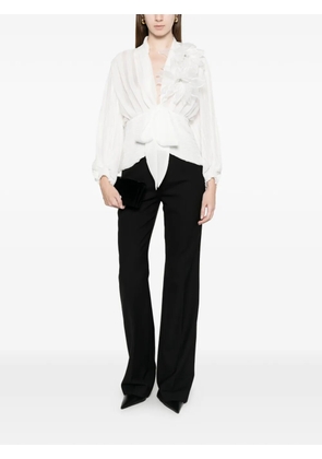 Babylone Paris floral-appliqué blouse - White