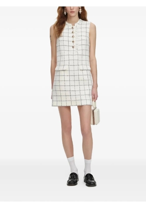 Self-Portrait check button mini dress - White