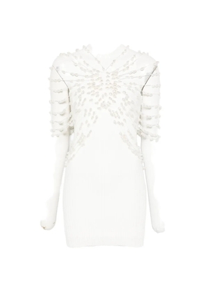 Cult Gaia Oliviana beaded ribbed mini dress - White