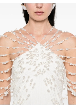 Cult Gaia Oliviana beaded ribbed mini dress - White