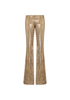Roberto Cavalli python-print cut-out trousers - Gold