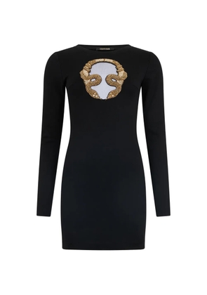 Roberto Cavalli embellished long-sleeve mini dress - Black