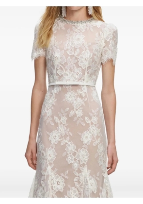 Self-Portrait floral lace midi dress - White