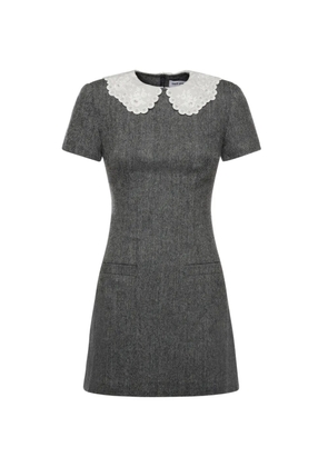 Self-Portrait Herringbone lace collar mini dress - Grey