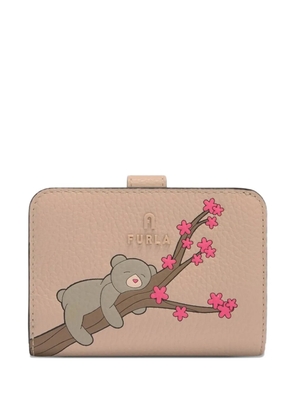 Furla Compact S bear floral leather wallet - Neutrals