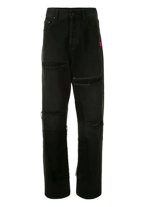 Off-White ripped Arrows-logo jeans - Black fuchsia