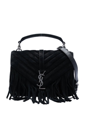Saint Laurent Pre-Owned 2016 Medium Chevron Suede Monogram Fringe College satchel - Black