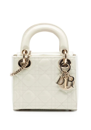 Christian Dior Pre-Owned 2023 Mini Patent Cannage Lady Dior satchel - White