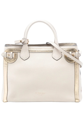 Burberry Pre-Owned 2000-2017 Medium Bicolor Leather and House Check Banner satchel - White