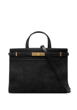 Saint Laurent Pre-Owned 2020 Small Leather Croc Embossed Manhattan satchel - Black