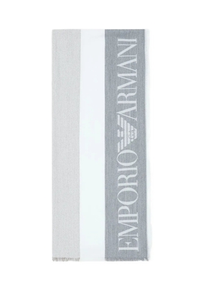 Emporio Armani logo-jacquard fringed scarf - Neutrals