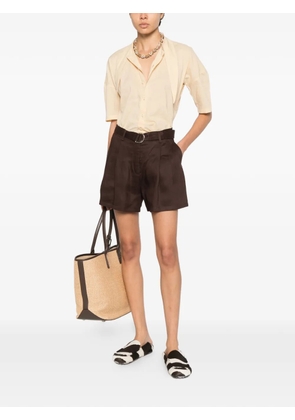 ERMANNO FIRENZE belted pleated shorts - Brown