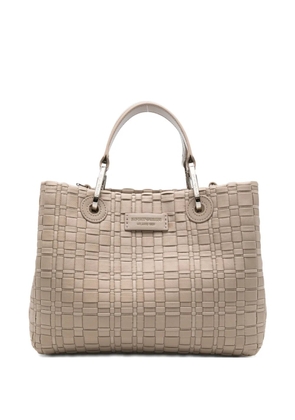 Emporio Armani woven top handle tote bag - Neutrals