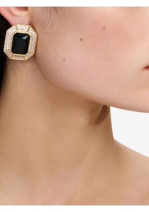 Self-Portrait crystal octagonal earrings - Gold