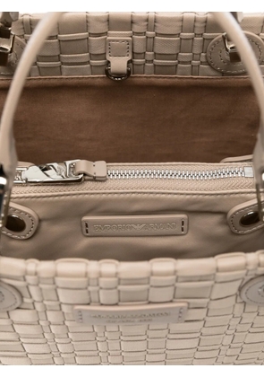 Emporio Armani woven top handle tote bag - Neutrals