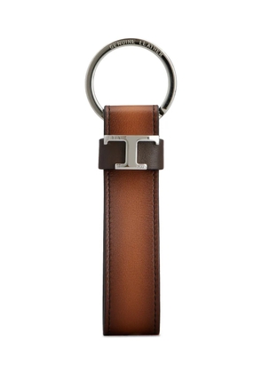 Tod's T leather keychain - Brown