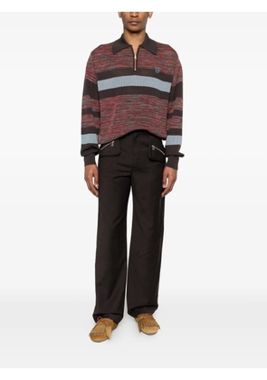 Kolor striped zip-up sweater - Brown