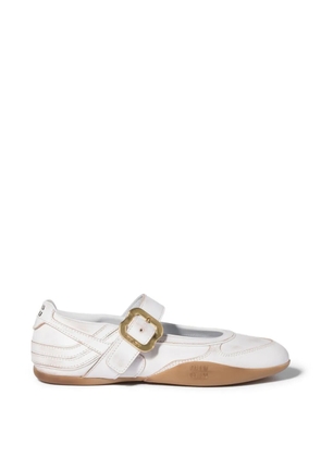 Miu Miu Gymnasium leather ballerinas with strap and buckle - White