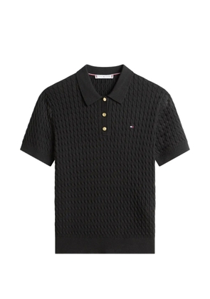 Tommy Hilfiger cable-knit polo top - Black
