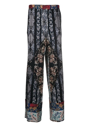 Pierre-Louis Mascia Febo graphic-print wide trousers - Blue