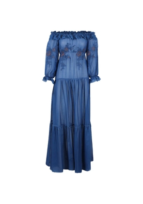 Ermanno Scervino embroidered ruffled dress - Blue
