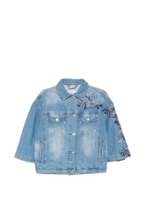 ERMANNO FIRENZE floral-detail denim jacket - Blue