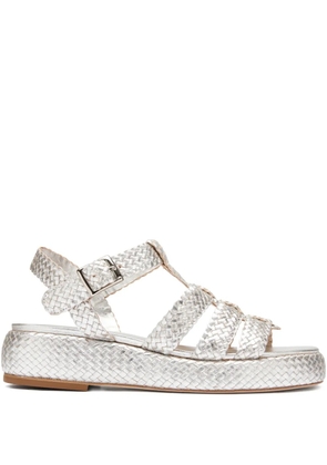 Sarah Chofakian Mocca braided platform sandals - Silver