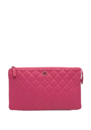 CHANEL Pre-Owned 2015-2016 Quilted Caviar CC Enamel Double Zip clutch bag - Pink