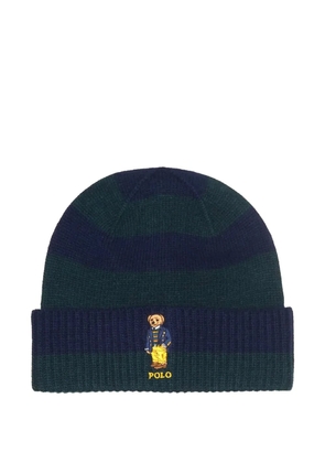 Polo Ralph Lauren rugby stripe bear beanie - Blue