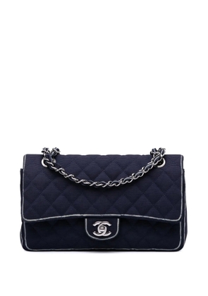 CHANEL Pre-Owned 2014 Medium Classic Printed Grosgrain Double Flap shoulder bag - Blue