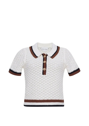 Cara Cara Ginger crochet polo shirt - White