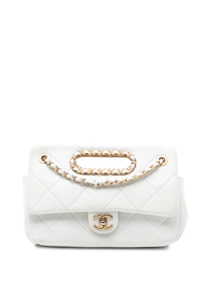 CHANEL Pre-Owned 2019 Medium Quilted Lambskin A Real Catch Flap satchel - White